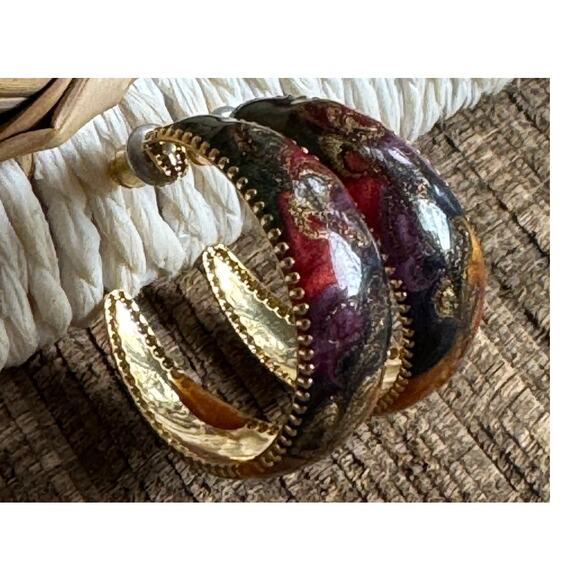 Hand-Painted Boho Earrings Multicolor Artisan Style - Picture 2 of 4